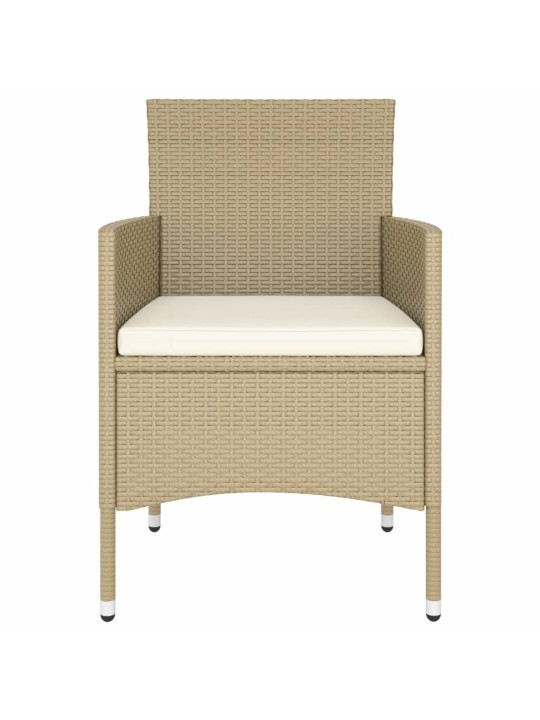 5dílný zahradní bistro set polyratan a tvrzené sklo béžový