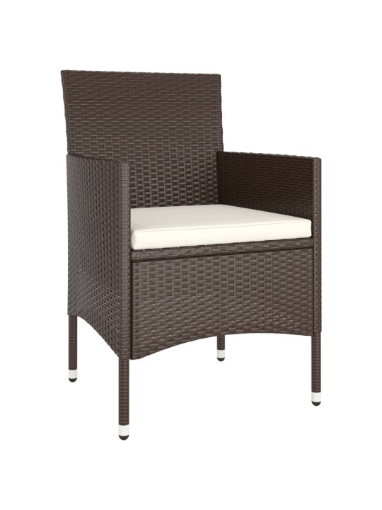 5dílný zahradní bistro set polyratan a tvrzené sklo hnědý