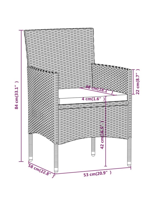 5dílný zahradní bistro set polyratan a masivní akácie černý