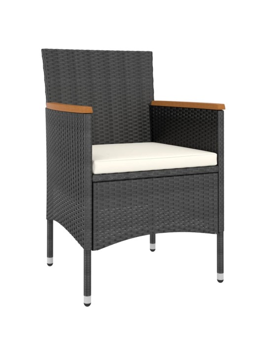 5dílný zahradní bistro set polyratan a masivní akácie černý