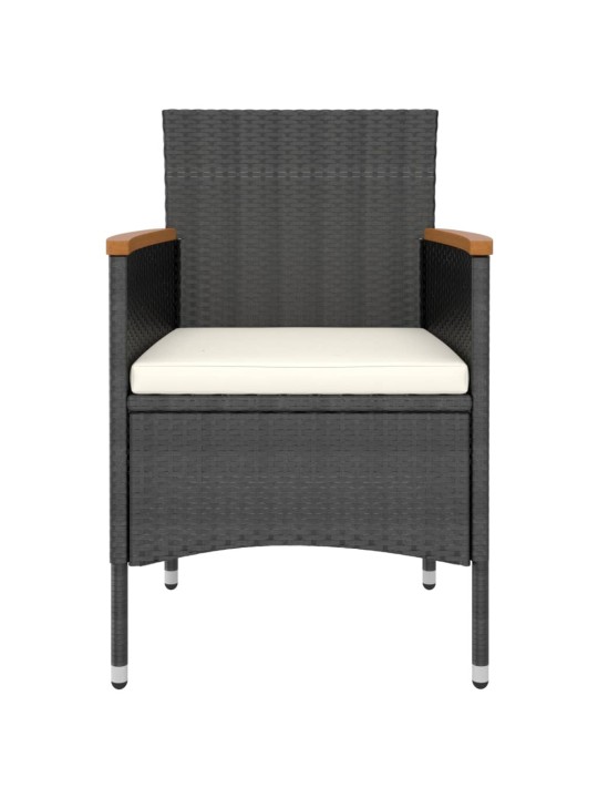 5dílný zahradní bistro set polyratan a masivní akácie černý