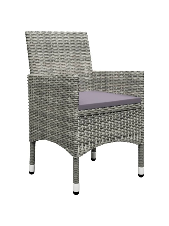 3dílný zahradní bistro set polyratan a tvrzené sklo šedý