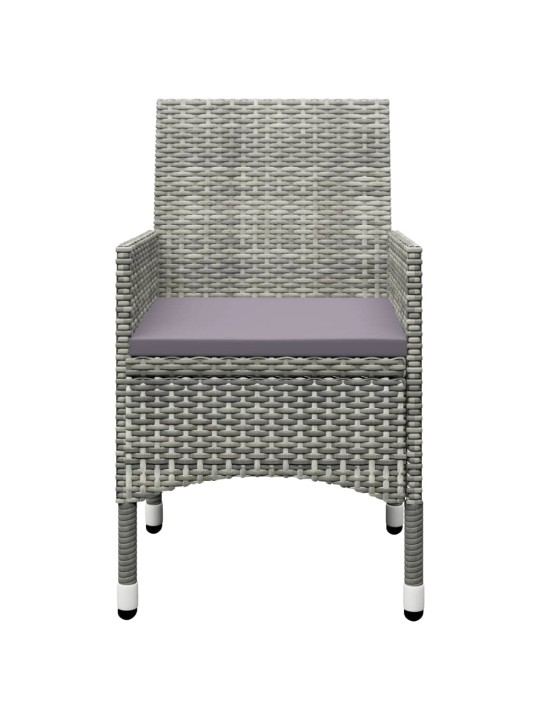 3dílný zahradní bistro set polyratan a tvrzené sklo šedý