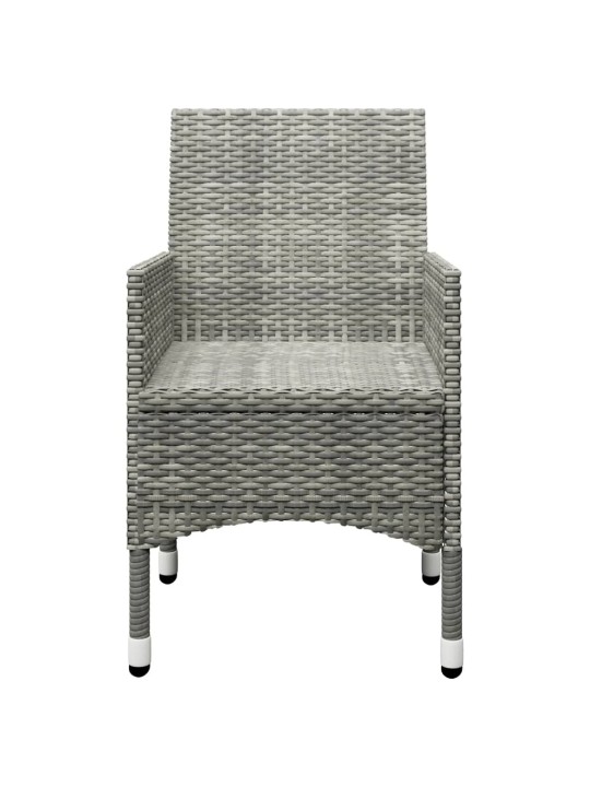 3dílný zahradní bistro set polyratan a tvrzené sklo šedý