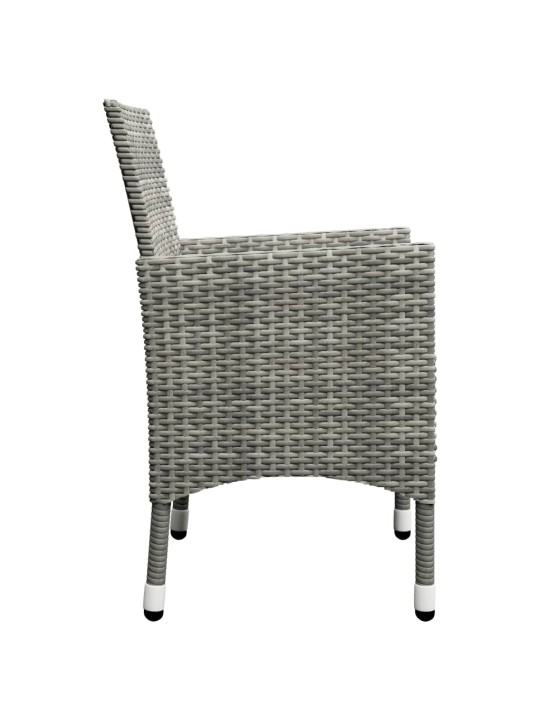 3dílný zahradní bistro set polyratan a tvrzené sklo šedý