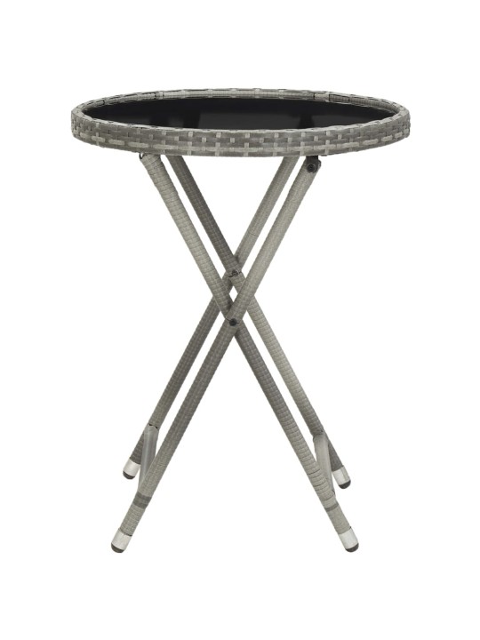 3dílný zahradní bistro set polyratan a tvrzené sklo šedý
