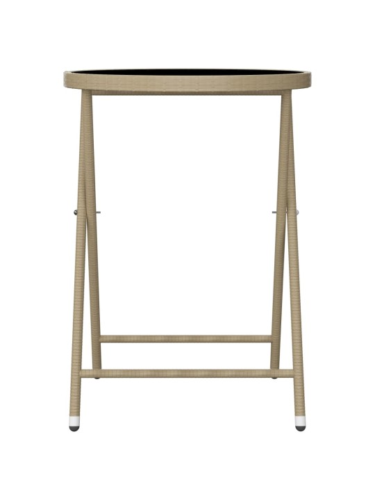 3dílný zahradní bistro set polyratan a tvrzené sklo béžový