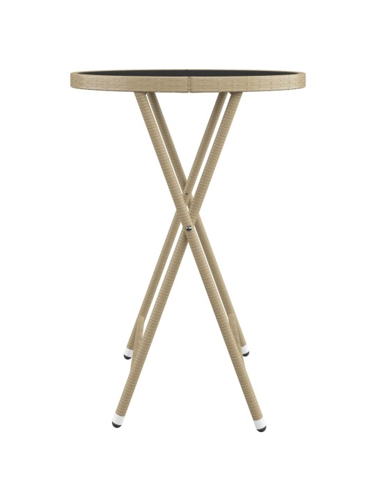 3dílný zahradní bistro set polyratan a tvrzené sklo béžový