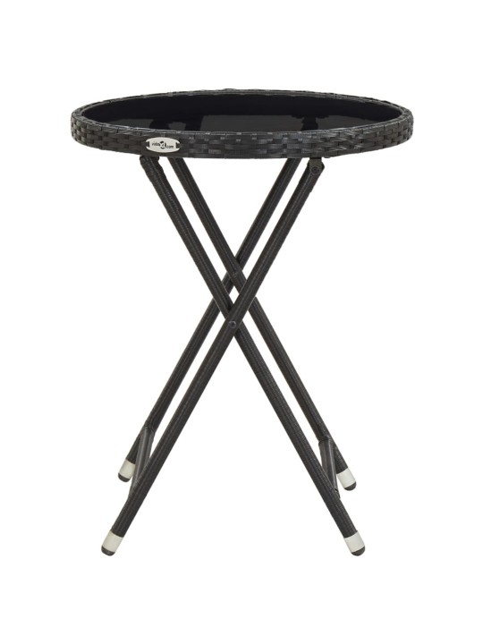 3dílný zahradní bistro set polyratan a tvrzené sklo černý