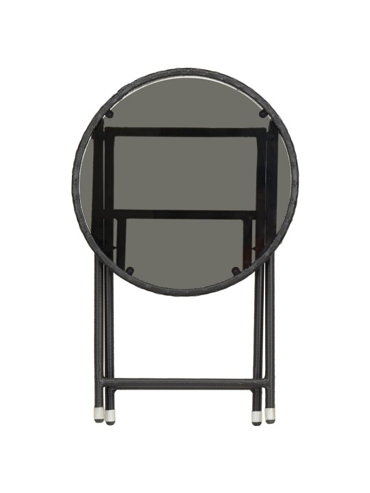 3dílný zahradní bistro set polyratan a tvrzené sklo černý