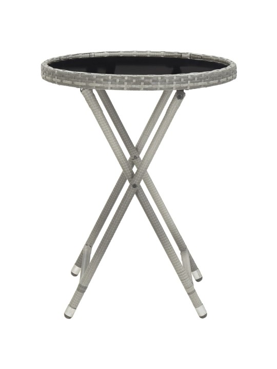 5dílný zahradní bistro set polyratan a tvrzené sklo šedý