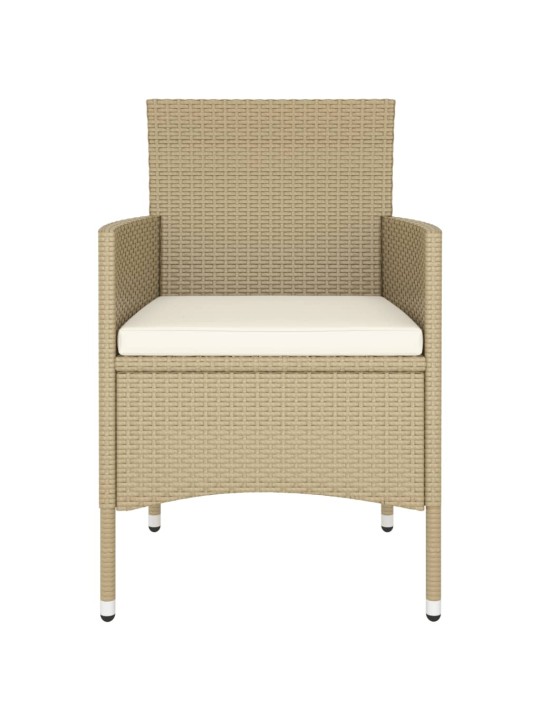 5dílný zahradní bistro set polyratan a tvrzené sklo béžový