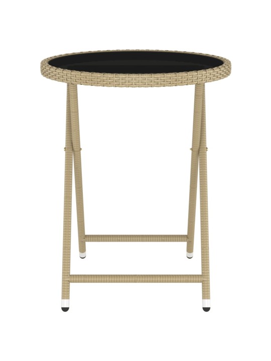 5dílný zahradní bistro set polyratan a tvrzené sklo béžový