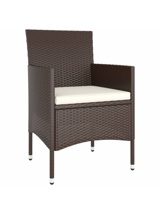 5dílný zahradní bistro set polyratan a tvrzené sklo hnědý