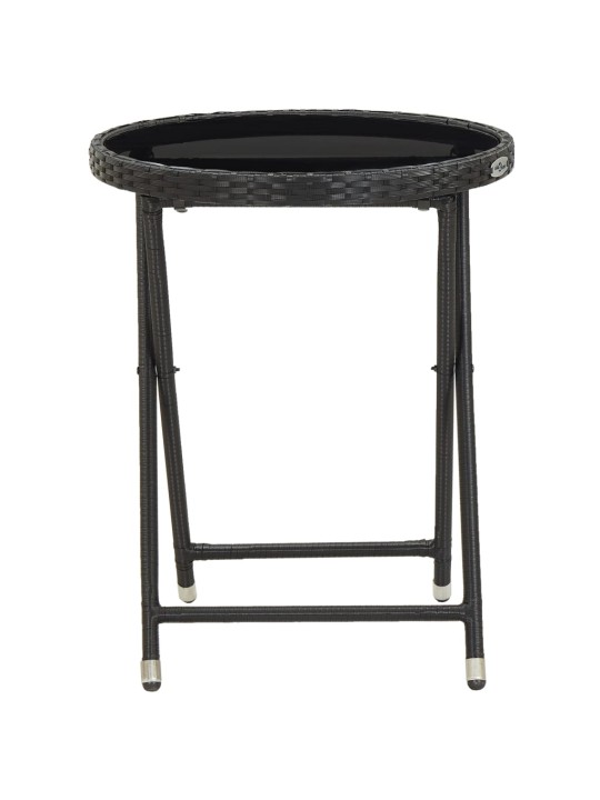 5dílný zahradní bistro set polyratan a tvrzené sklo černý