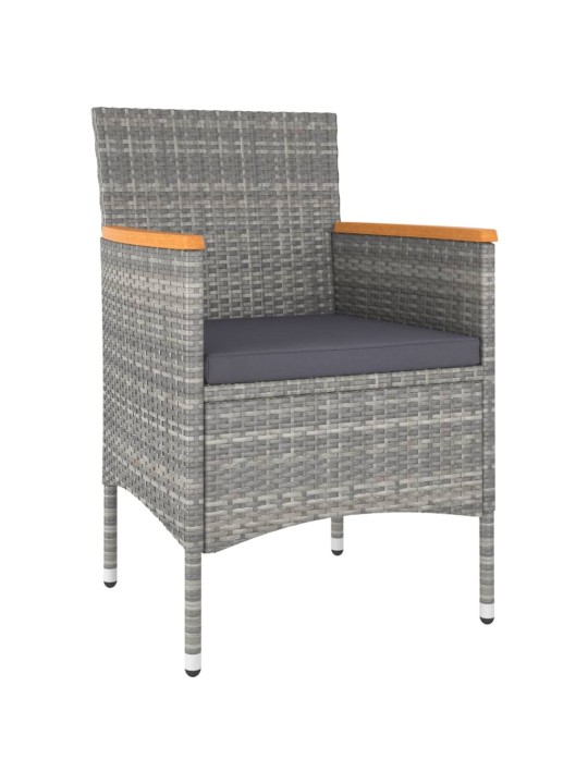 5dílný zahradní bistro set polyratan a tvrzené sklo šedý