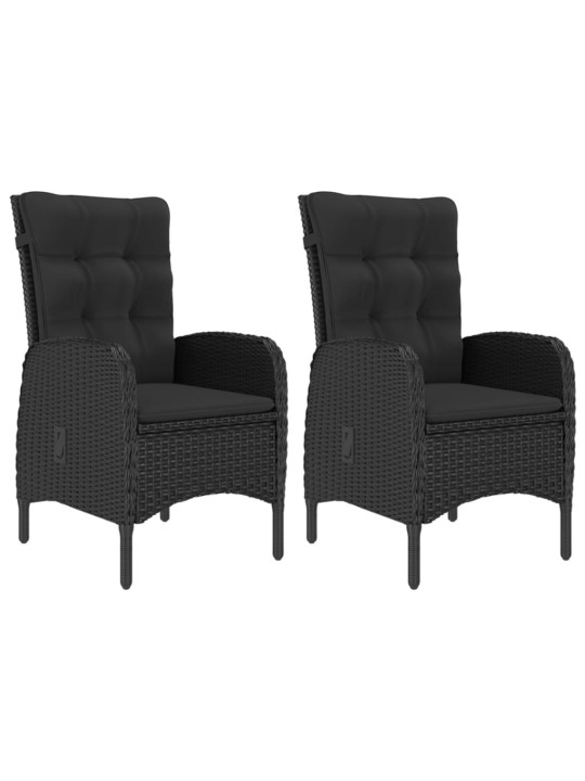 3dílný zahradní bistro set polyratan a sklo černý