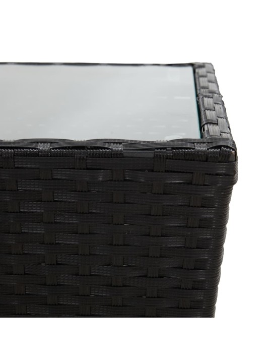 3dílný zahradní bistro set polyratan a sklo černý