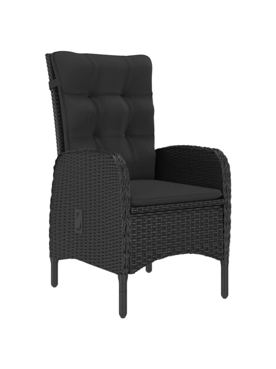 3dílný zahradní bistro set polyratan a sklo černý