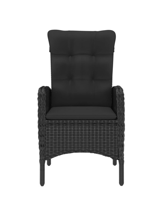 3dílný zahradní bistro set polyratan a sklo černý