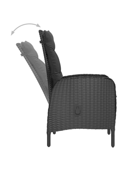 3dílný zahradní bistro set polyratan a sklo černý