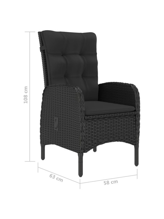3dílný zahradní bistro set polyratan a akáciové dřevo černý