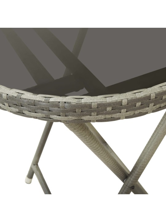 3dílný zahradní bistro set polyratan a sklo šedý