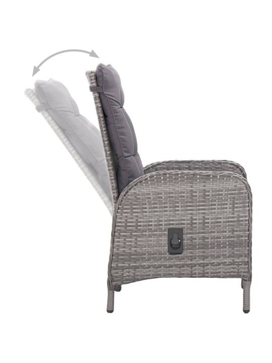3dílný zahradní bistro set polyratan a sklo šedý
