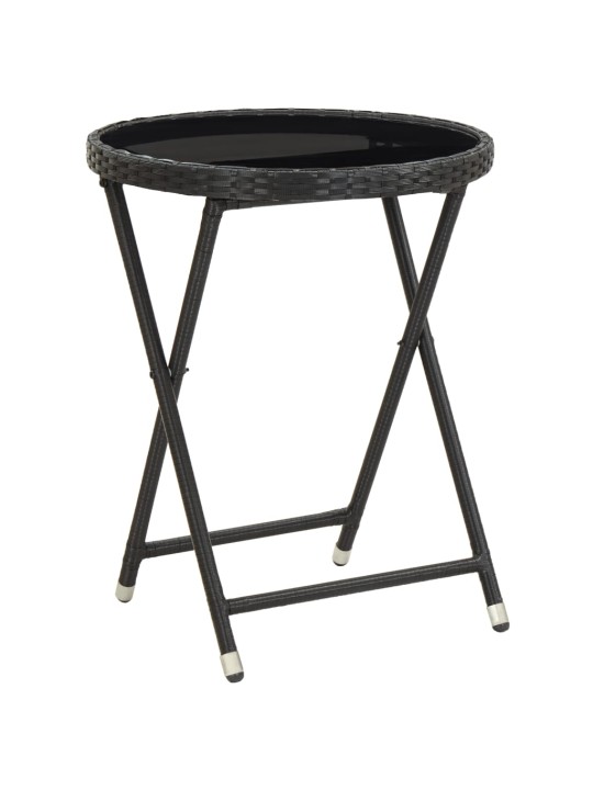 3dílný zahradní bistro set polyratan a sklo černý