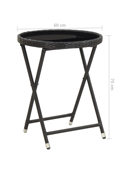 3dílný zahradní bistro set polyratan a sklo černý