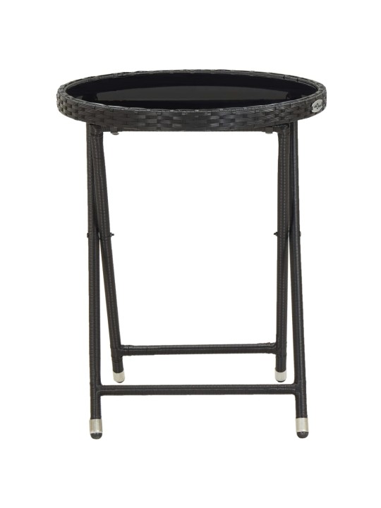 3dílný zahradní bistro set polyratan a sklo černý