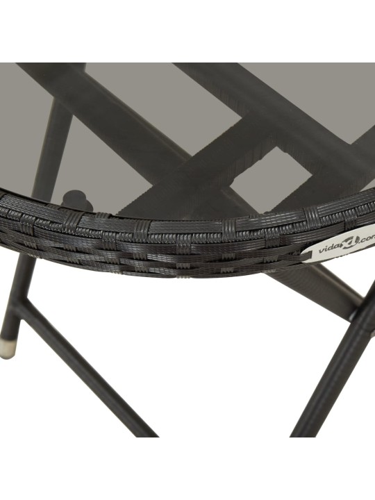 3dílný zahradní bistro set polyratan a sklo černý