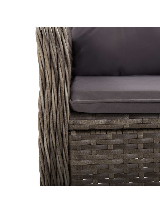 3dílný zahradní bistro set polyratan šedý