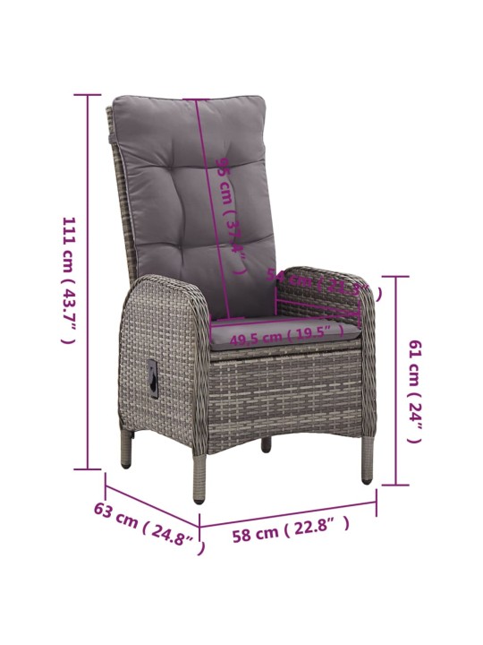 3dílný zahradní bistro set polyratan šedý