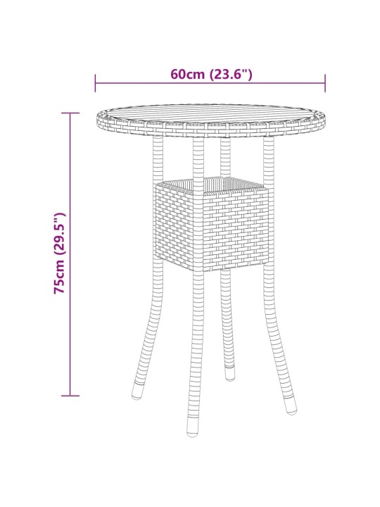 3dílný zahradní bistro set polyratan šedý