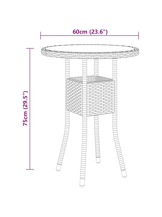 3dílný zahradní bistro set polyratan černý