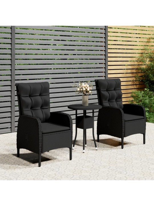 3dílný zahradní bistro set polyratan černý