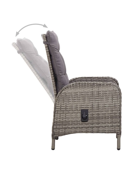 3dílný zahradní bistro set polyratan šedý