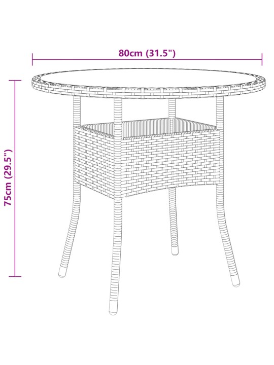 3dílný zahradní bistro set polyratan černý