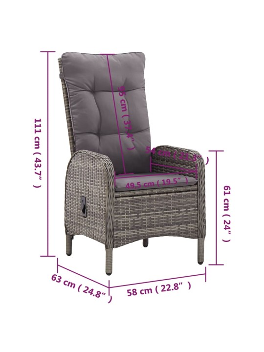 5dílný zahradní bistro set polyratan šedý