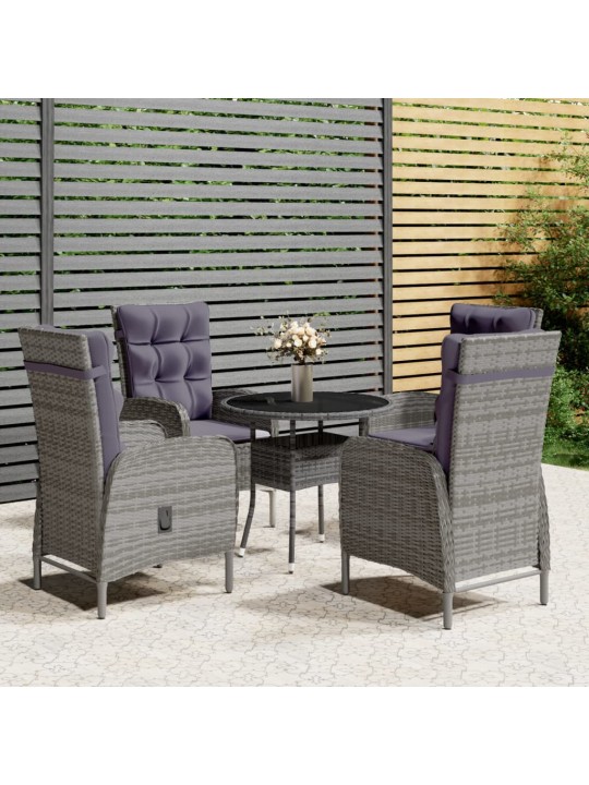 5dílný zahradní bistro set polyratan šedý