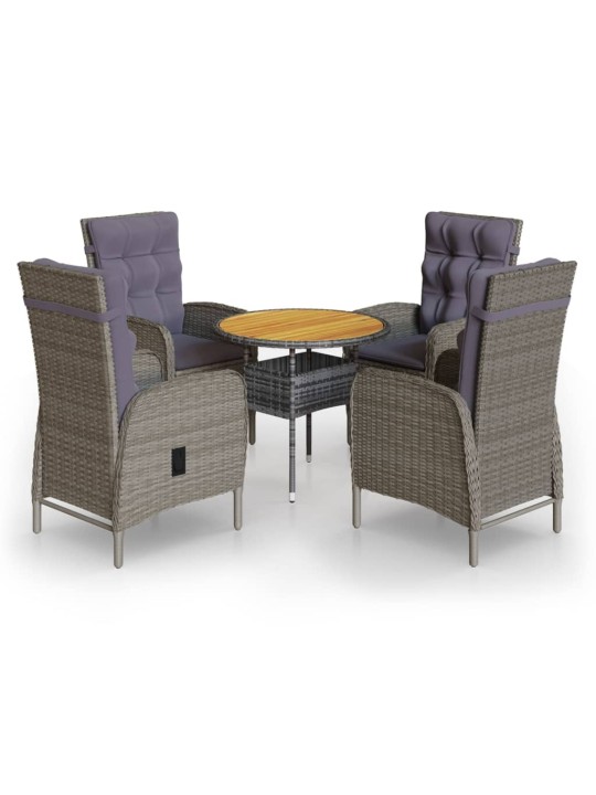 5dílný zahradní bistro set polyratan šedý