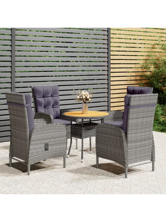 5dílný zahradní bistro set polyratan šedý