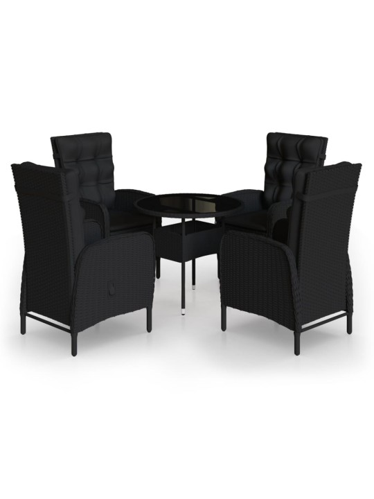 5dílný zahradní bistro set polyratan černý