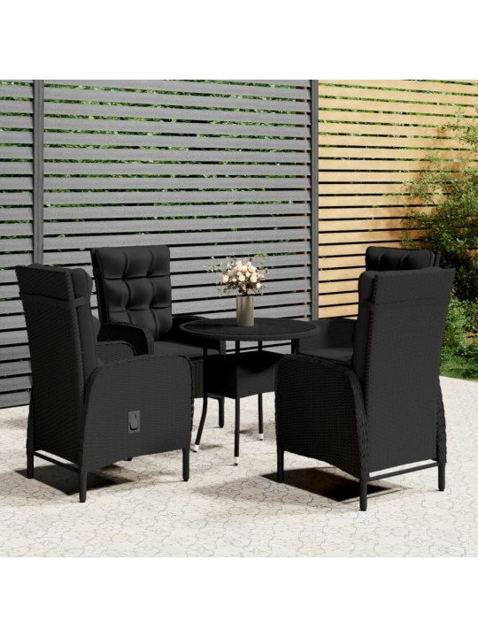5dílný zahradní bistro set polyratan černý