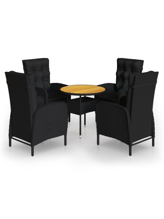 5dílný zahradní bistro set polyratan černý