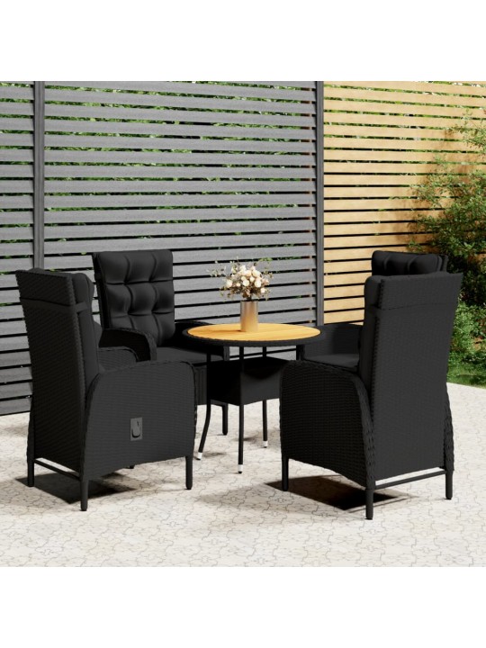 5dílný zahradní bistro set polyratan černý