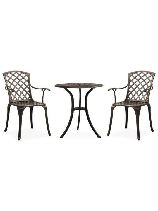 3dílný bistro set litý hliník bronzový