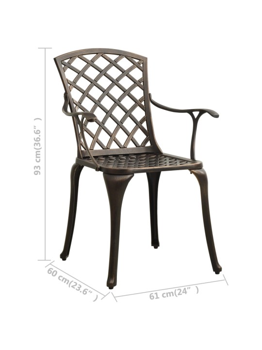 3dílný bistro set litý hliník bronzový