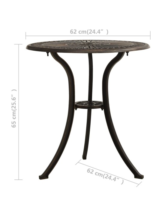 3dílný bistro set litý hliník bronzový
